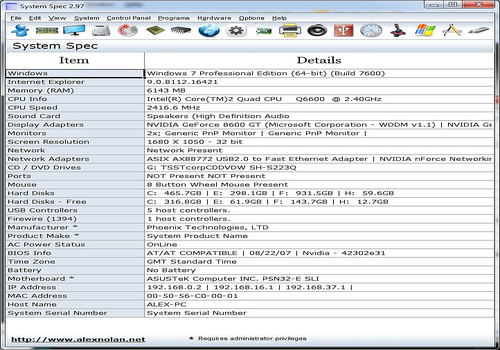 Télécharger System Spec Télécharger System Spec