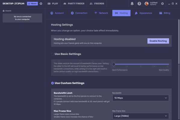 Enable hosting parsec